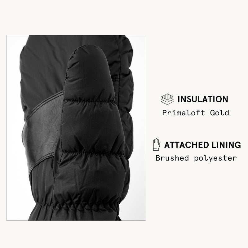 Hestra Extreme Cold Weather Winter Mittens Moon Primaloft Insulated Gloves, Black, 7 - Image 5